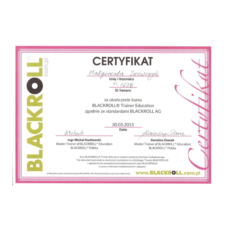 Certyfikat - Blackroll